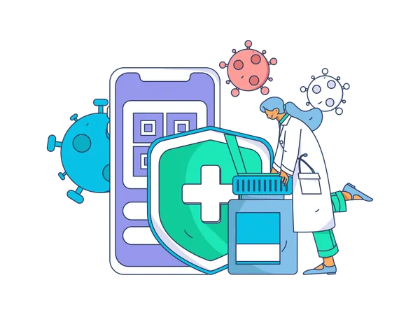 Doctor giving online medicine  Illustration