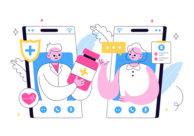 Doctor giving online medicine  Illustration