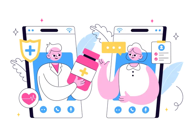 Doctor giving online medicine  Illustration