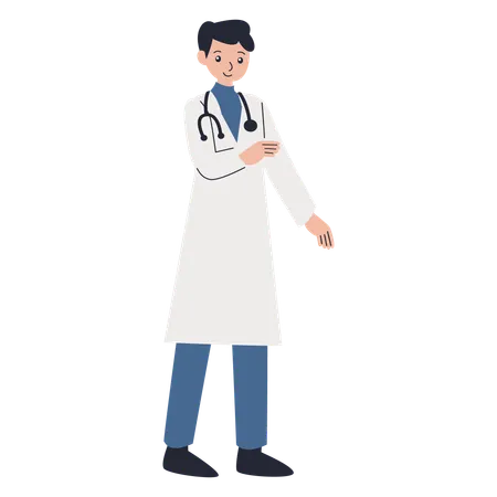 Doctor giving standing pose  Illustration