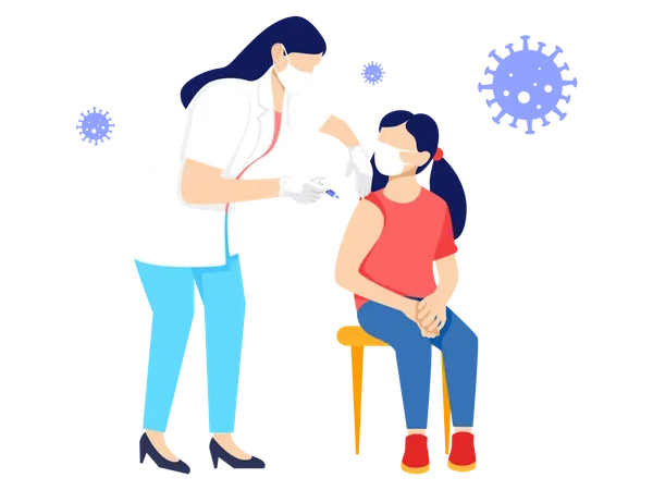 Doctor giving vaccine to girl  Illustration