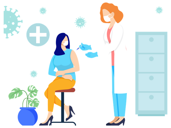 Doctor giving vaccine to girl  Illustration