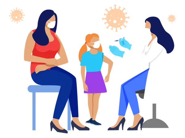 Doctor giving vaccine to girl  Illustration