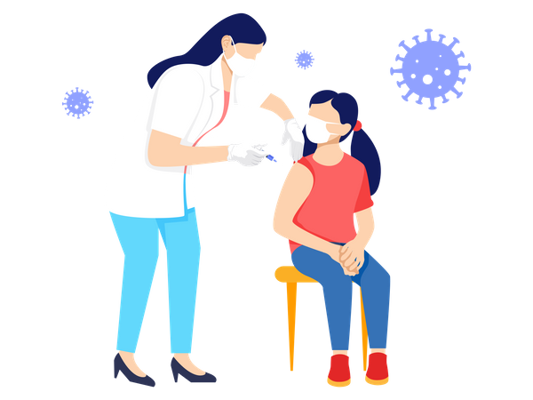 Doctor giving vaccine to girl  Illustration