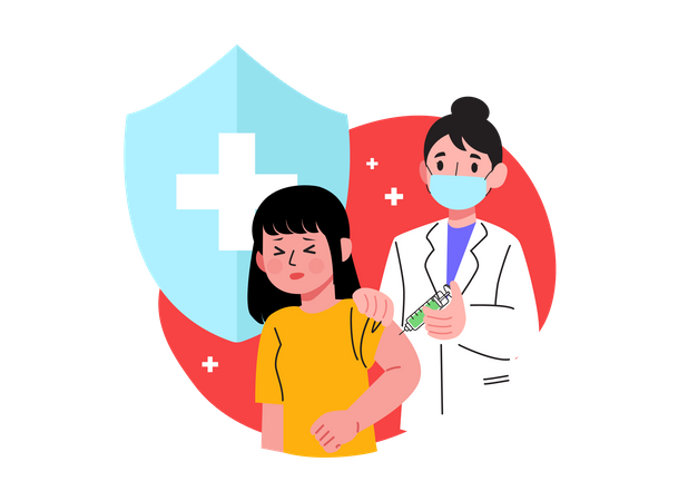 Doctor giving vaccine to girl  Illustration