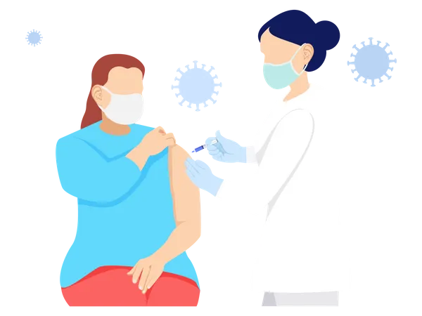 Doctor giving vaccine to girl  Illustration