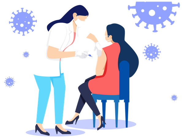 Doctor giving vaccine to girl  Illustration