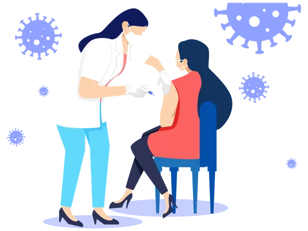 Doctor giving vaccine to girl  Illustration