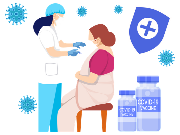 Doctor giving vaccine to girl  Illustration