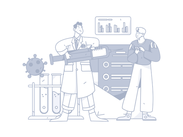 Doctor giving vaccine to man while doing vaccine testing  Illustration