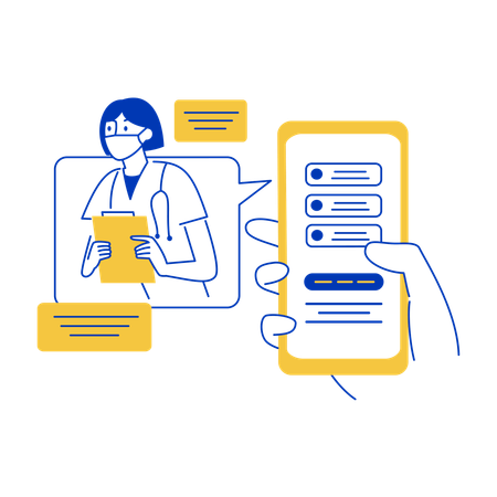 Doctor giving Video Consultation on Phone  Illustration
