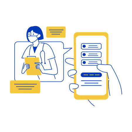 Doctor giving Video Consultation on Phone  Illustration
