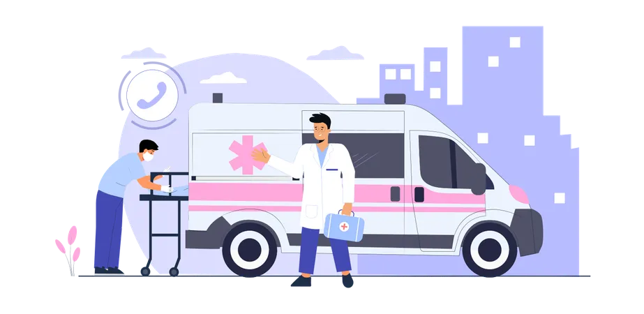 Doctor going for rescue patient  Illustration