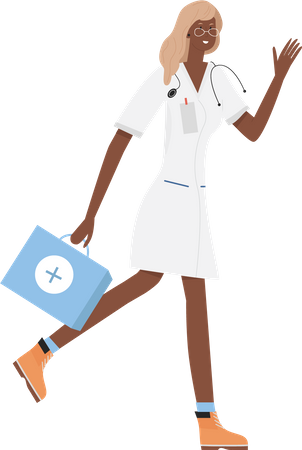 Doctor going to clinic  Illustration