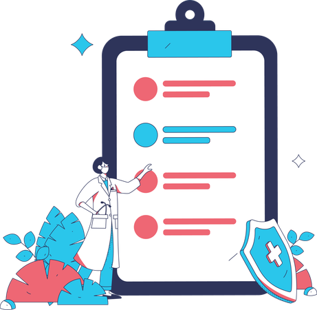 Doctor guides on medical report  Illustration