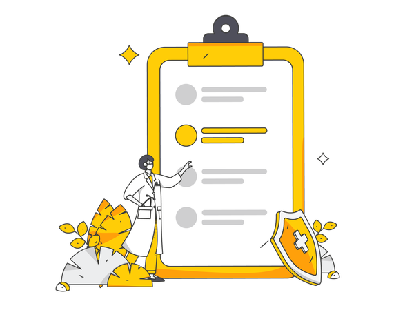 Doctor guides on medical report  Illustration