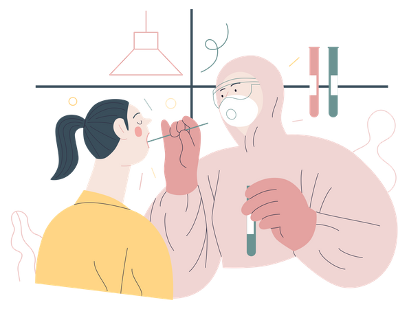 Doctor haciendo prueba de hisopo  Ilustración