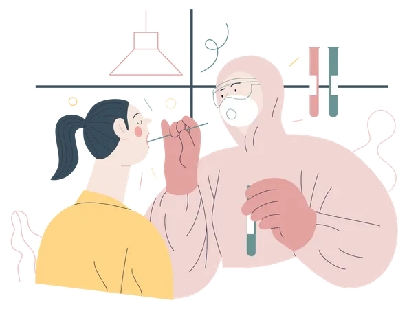 Doctor haciendo prueba de hisopo  Ilustración