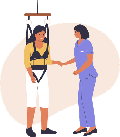 Doctor help patient to stand after injury  Illustration