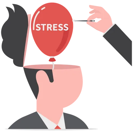 Stress Management Relaxation To Relieve Anxiety Or Anger From Your Brain Meditation To Help Reduce Stress Concept Doctor Help Solve Anxiety Problem Using Needle To Burst Stress Balloon Illustration
