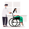 paralyzed handicapped woman illustration