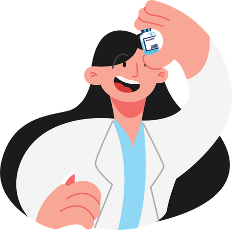 Doctor holding a vaccine vial Illustration