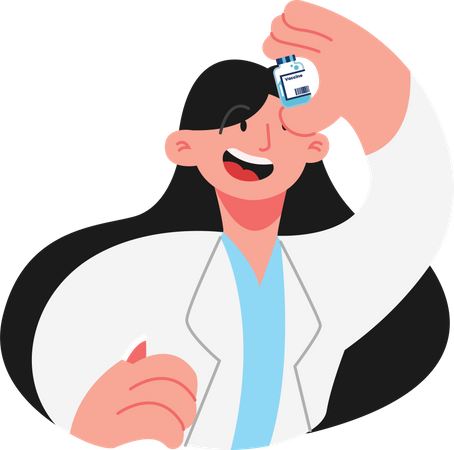 Doctor holding a vaccine vial  Illustration