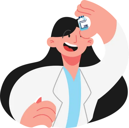 Doctor holding a vaccine vial  Illustration