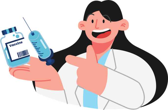 Doctor holding a vaccine vial  Illustration