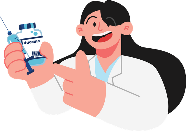 Doctor holding a vaccine vial & injection  Illustration