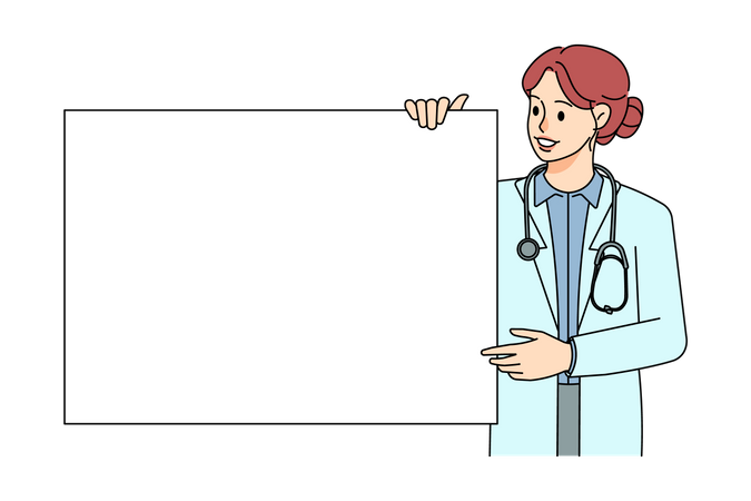 Doctor holding blank board  イラスト