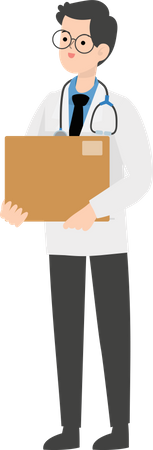 Doctor holding box Illustration