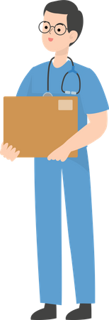 Doctor holding box  Illustration