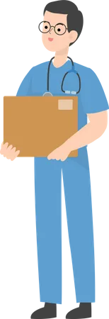 Doctor holding box  Illustration