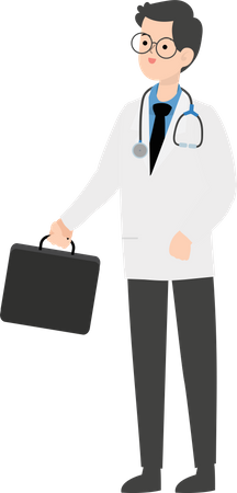 Doctor holding briefcase Illustration
