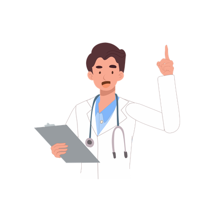 Doctor Holding Chart and Pointing  Illustration