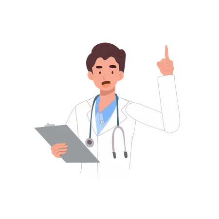 Doctor Holding Chart and Pointing  Illustration