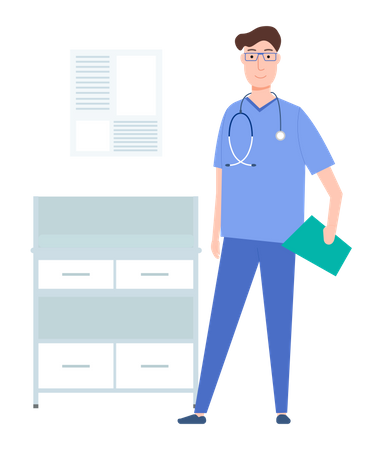 Doctor holding clipboard  Illustration