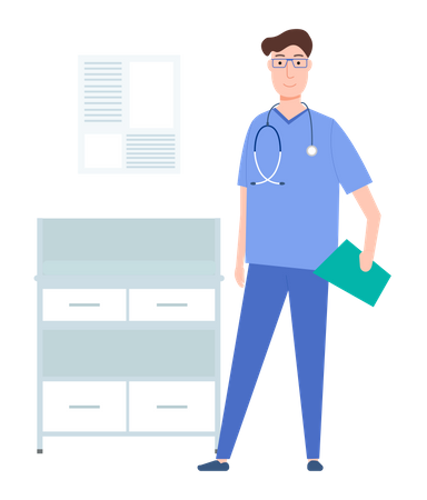 Doctor holding clipboard  Illustration