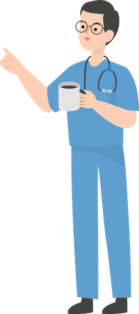 Doctor holding coffee cup Illustration