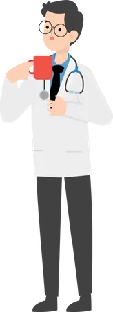 Doctor holding coffee cup  Illustration