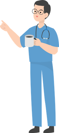 Doctor holding coffee cup  Illustration