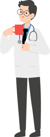 Doctor holding coffee cup  Illustration