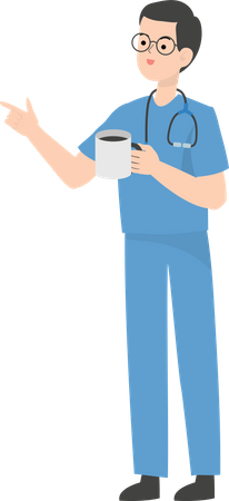 Doctor holding coffee cup  Illustration