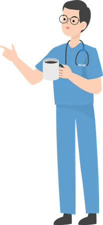 Doctor holding coffee cup  Illustration