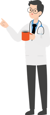 Doctor holding coffee cup  Illustration