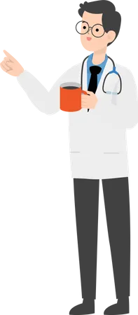 Doctor holding coffee cup  Illustration