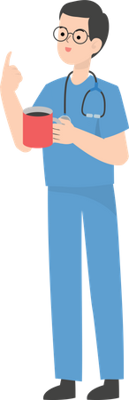 Doctor holding cup Illustration