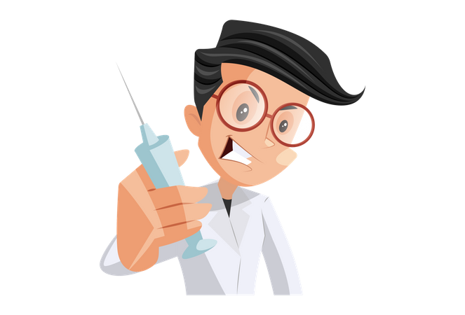 Doctor holding cure Injection Illustration
