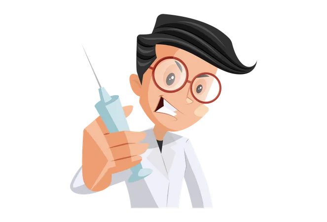 Doctor holding cure Injection  Illustration